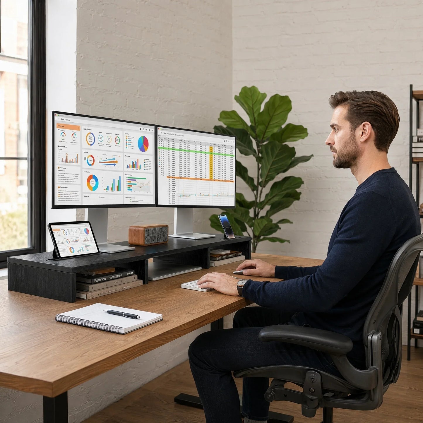 Riser for Dual Monitors - Adjustable Stand