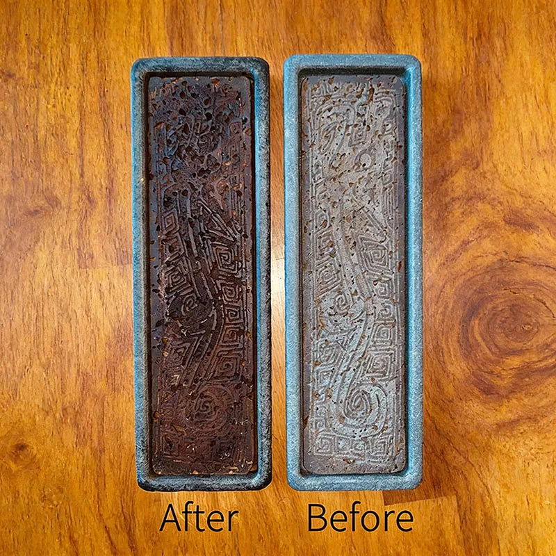 Tea Serving Tray in Volcanic Basalt with Dragon Design