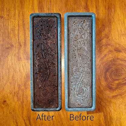 Tea Serving Tray in Volcanic Basalt with Dragon Design