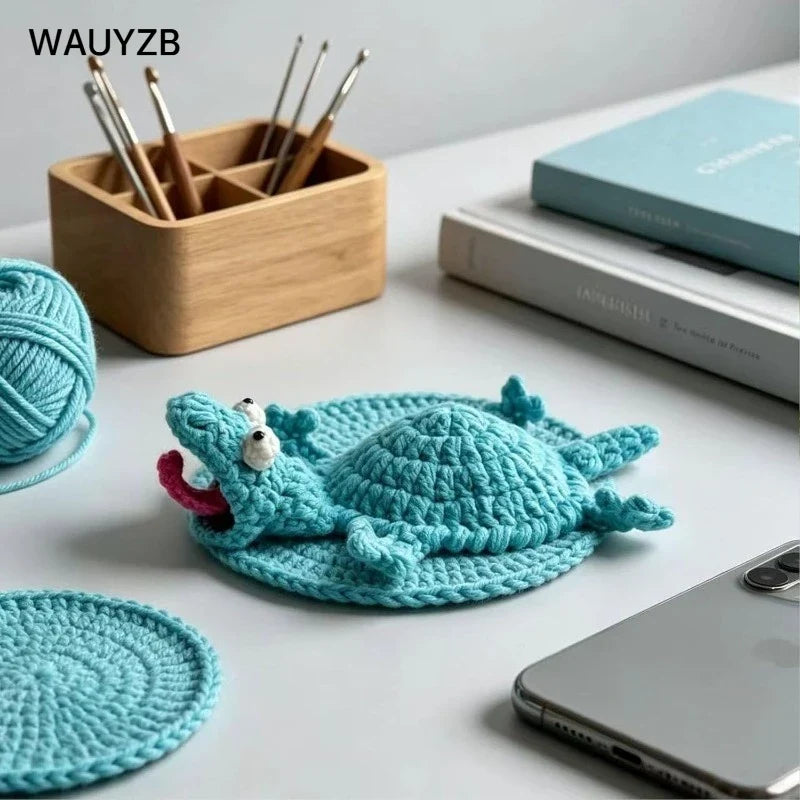 Lizard-Shaped Crochet Drink Coaster