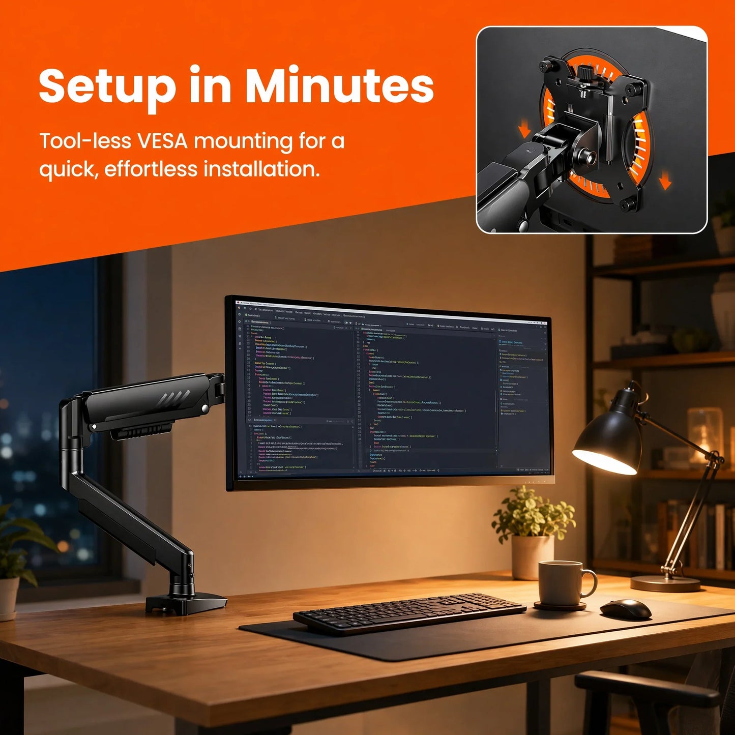 Tool-Free Adjustable Monitor Arm for Easy Setup