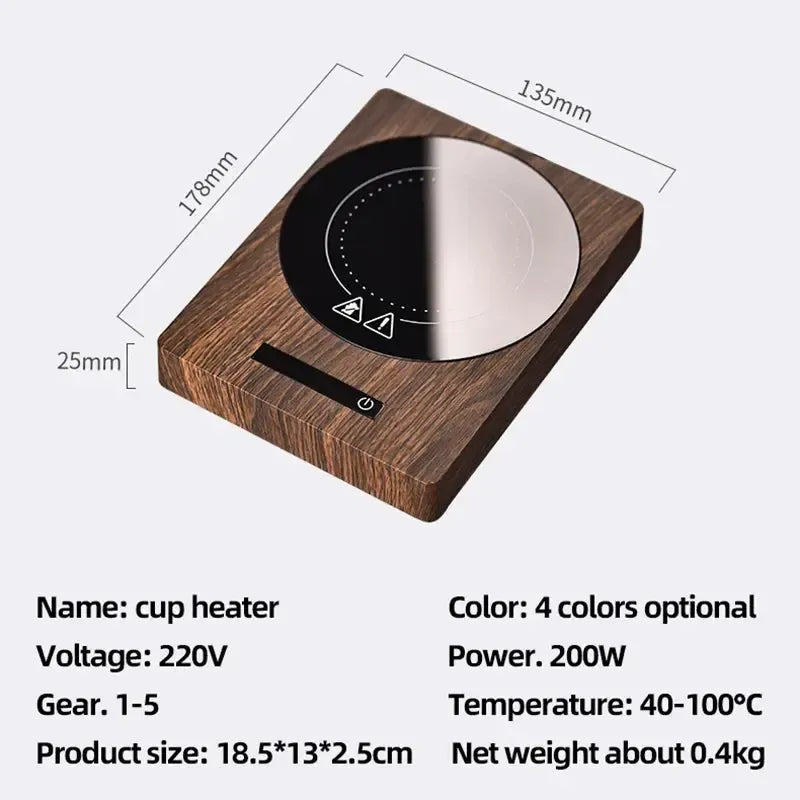 Sleek Drink Warmer – 5 Adjustable Heat Settings for Home & Office