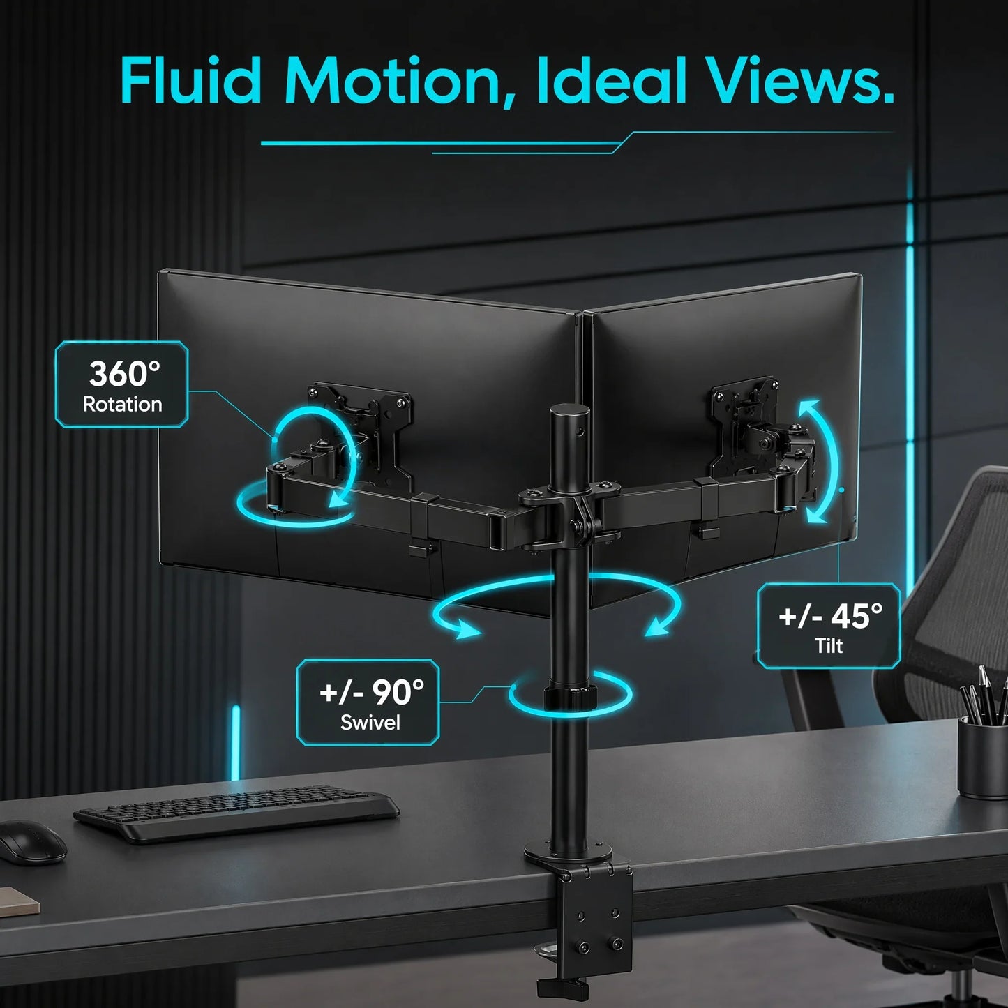 Heavy-Duty Dual Monitor Stand for Two Screens