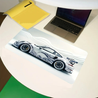 Large Gaming Mouse Pad Featuring Sports Car Graphic