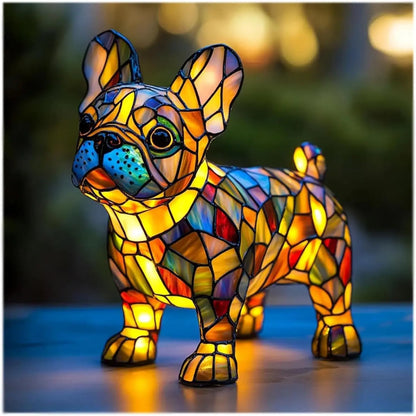 Enchanting Pooch Stained Glass Accent Lamp