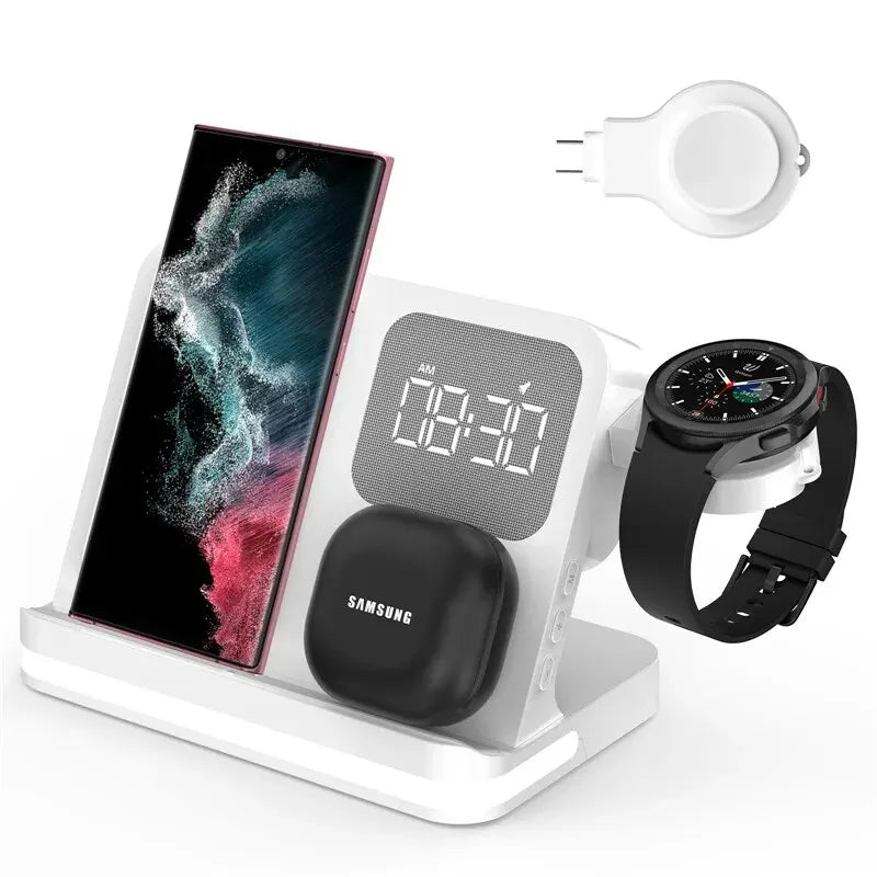 Wireless Charging Station with LED Clock – 6 Functions
