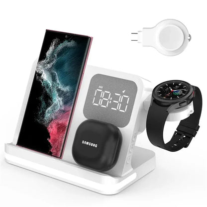 Wireless Charging Station with LED Clock – 6 Functions