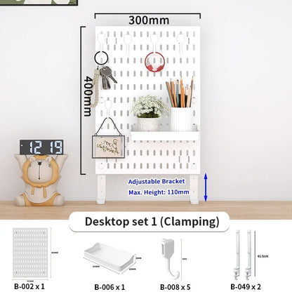 Desktop Organizer with Pegboard Design - Simple Setup, No Drilling Required