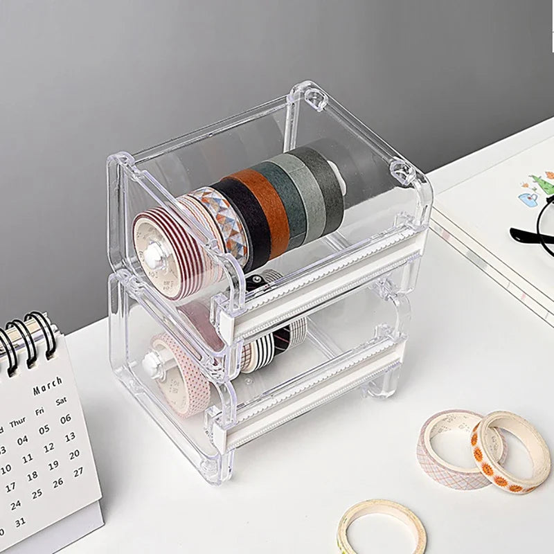 Washi Tape Storage Organizer with Cutting Tool Compartment