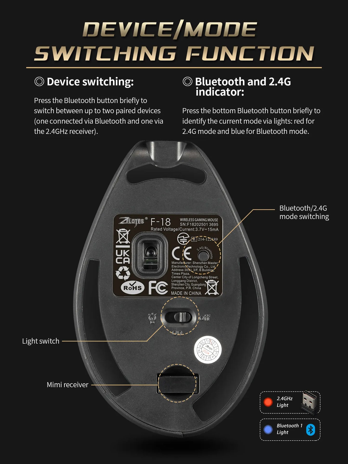 Wireless Vertical Ergonomic Mouse Model F18