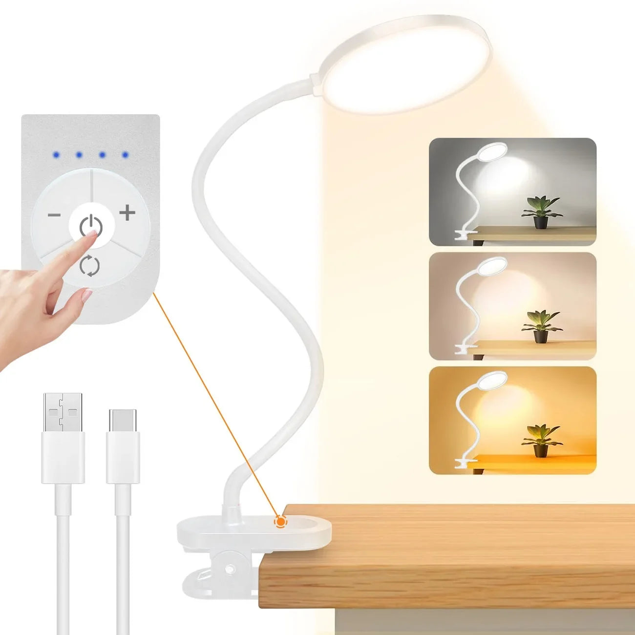 Clip-On Desk Lamp with 3.5-Inch LED Light