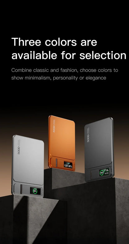 Portable Slim Power Bank with Magnetic Charging Feature
