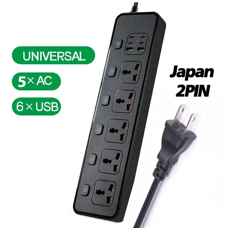 Travel Power Adapter with Multiple Outlets for Global Use