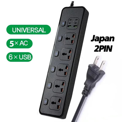 Travel Power Adapter with Multiple Outlets for Global Use