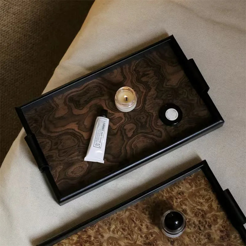 Organizational Woven Tray – Chic Design with Volcano Motif