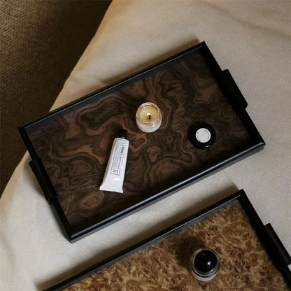 Organizational Woven Tray – Chic Design with Volcano Motif