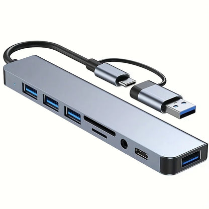 Multi-Function USB-C Hub with 8 Ports