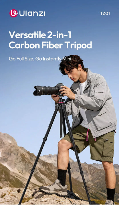 Carbon Fiber Tripod and Monopod Combo - 2-in-1 Design