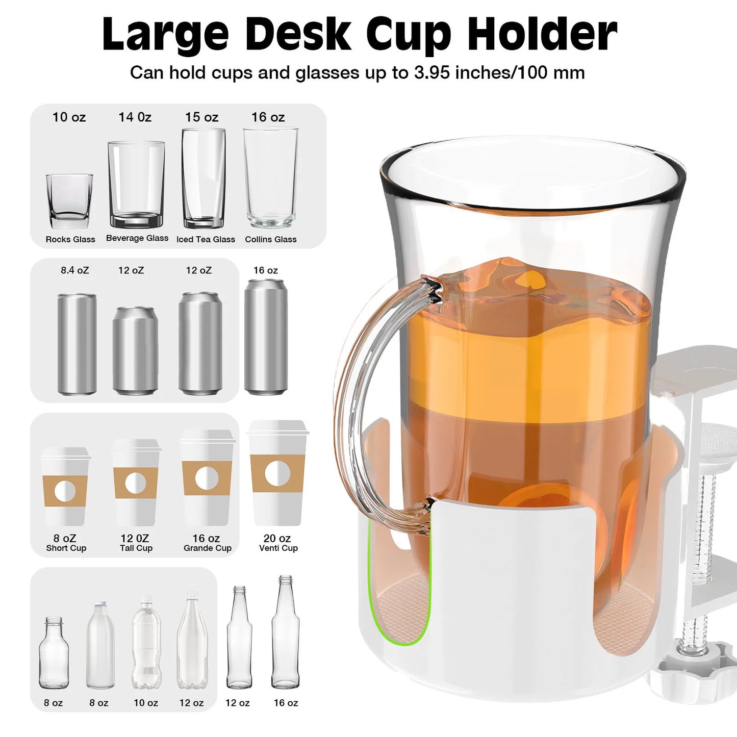 Spill-Proof Clamp Design Desk Cup Holder