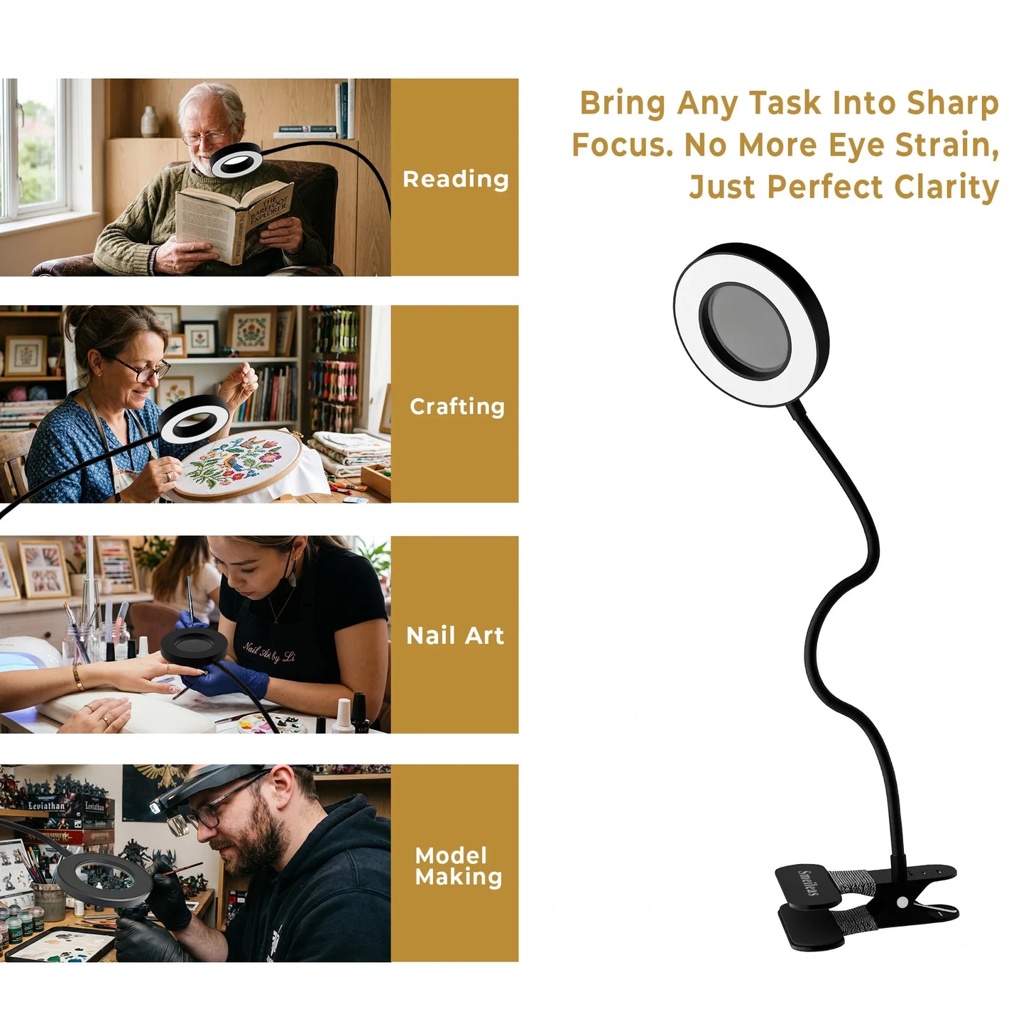 LED Magnifying Lamp with Clamp Attachment