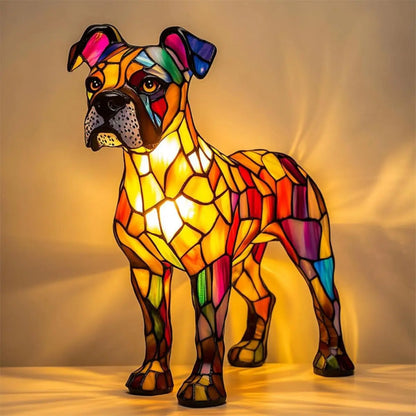 Enchanting Pooch Stained Glass Accent Lamp