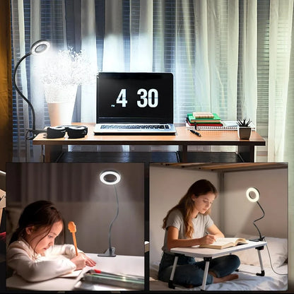 Desk Lamp with LED Light and Ring Clamp Attachment