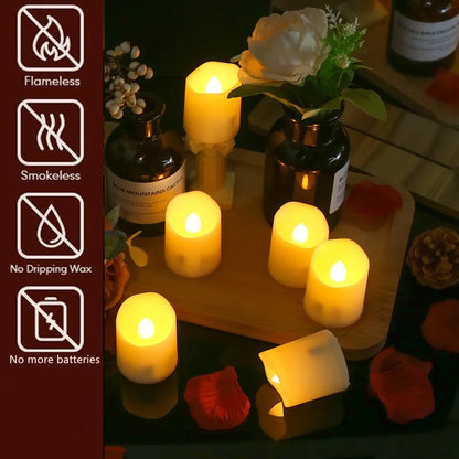 Set of 6 Rechargeable LED Candles with Timer Function