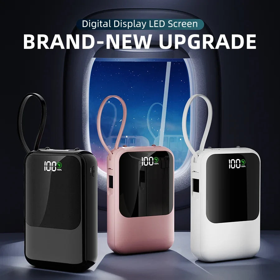 Power Bank with Integrated Cable – High Capacity Portable Charger