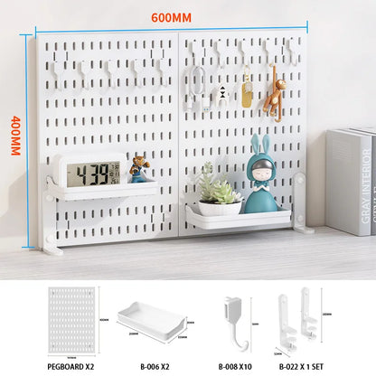 Desktop Organizer with Pegboard Design - Simple Setup, No Drilling Required