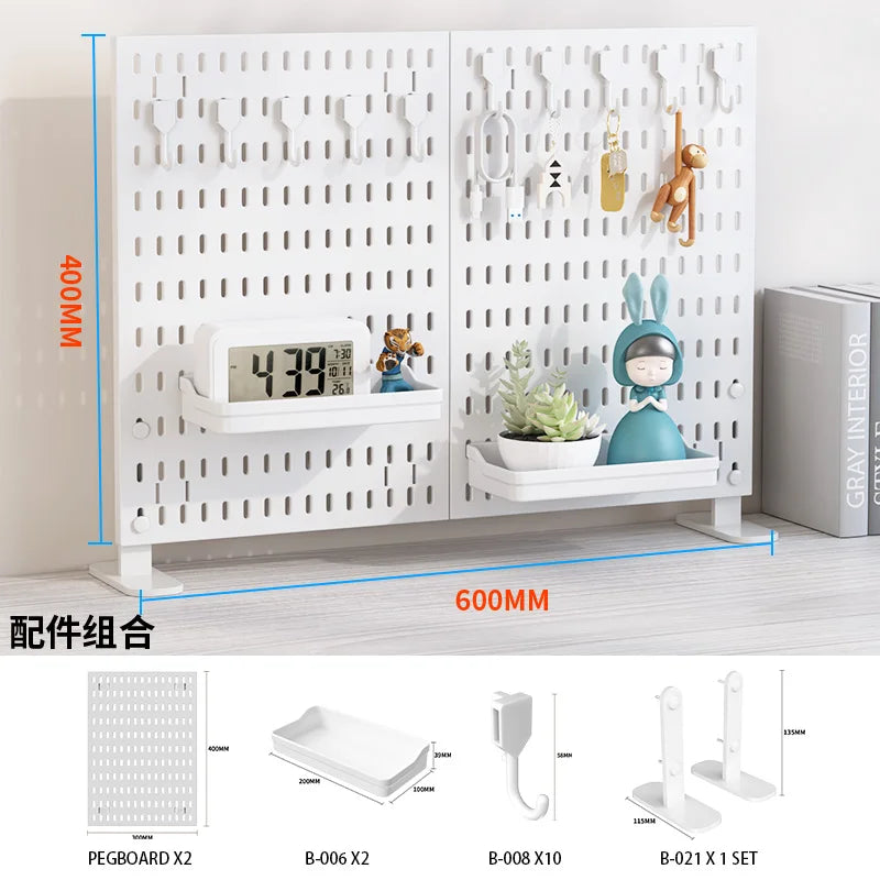 Desktop Organizer with Pegboard Design - Simple Setup, No Drilling Required