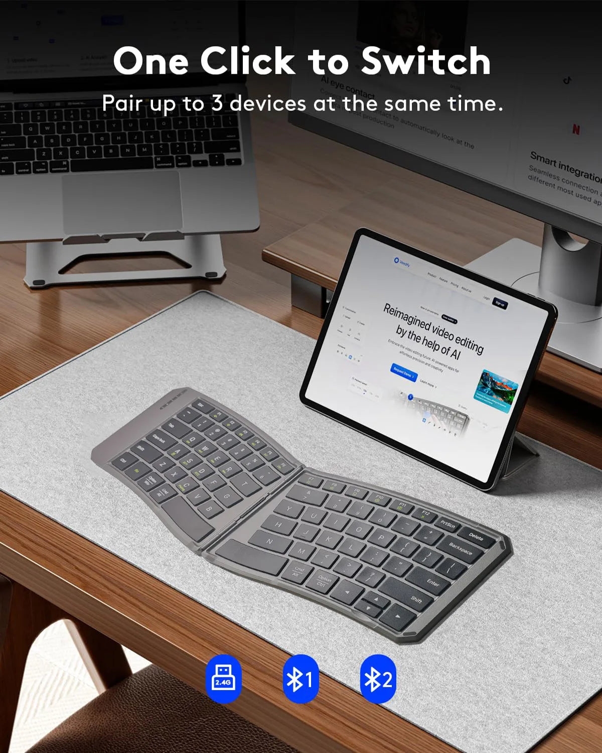 Bluetooth Keyboard - Foldable and Ergonomic Design