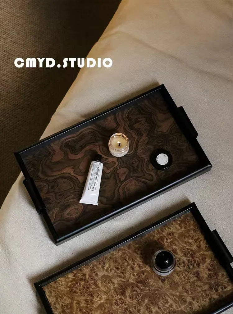 Organizational Woven Tray – Chic Design with Volcano Motif