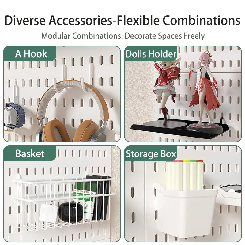 Desktop Organizer with Pegboard Design - Simple Setup, No Drilling Required