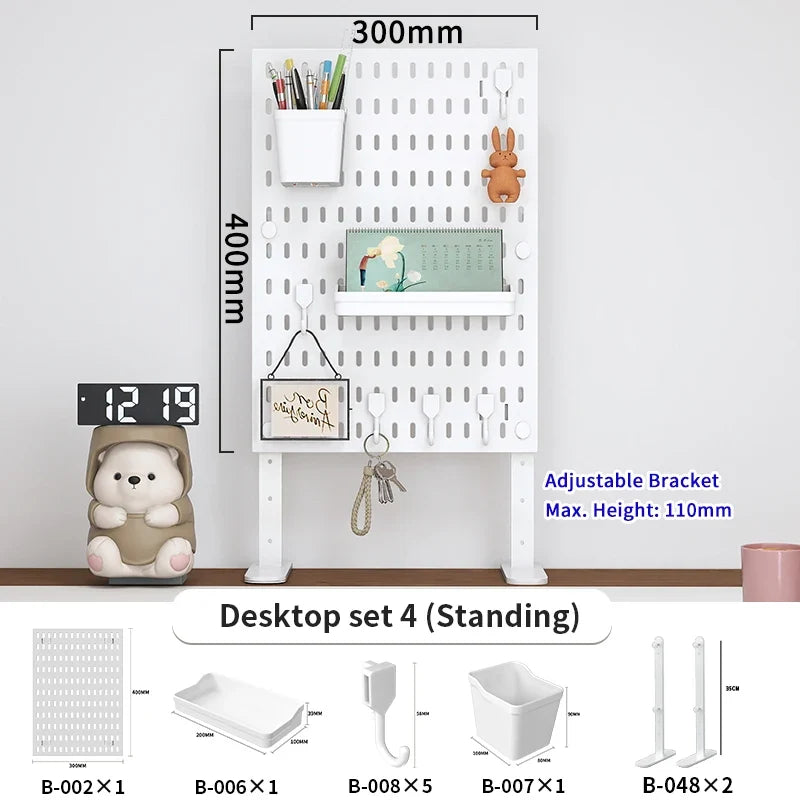 Desktop Organizer with Pegboard Design - Simple Setup, No Drilling Required