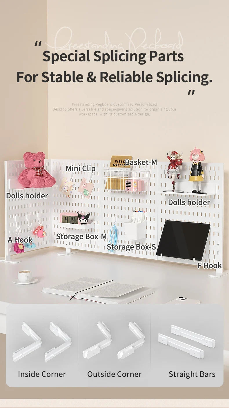 Desktop Organizer with Pegboard Design - Simple Setup, No Drilling Required