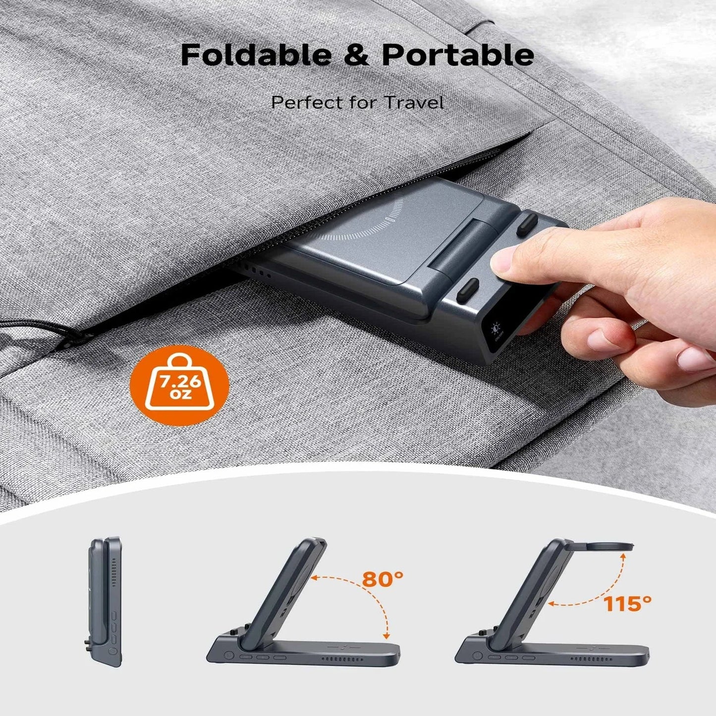 3-in-1 Wireless Charging Dock – Foldable Design for Devices