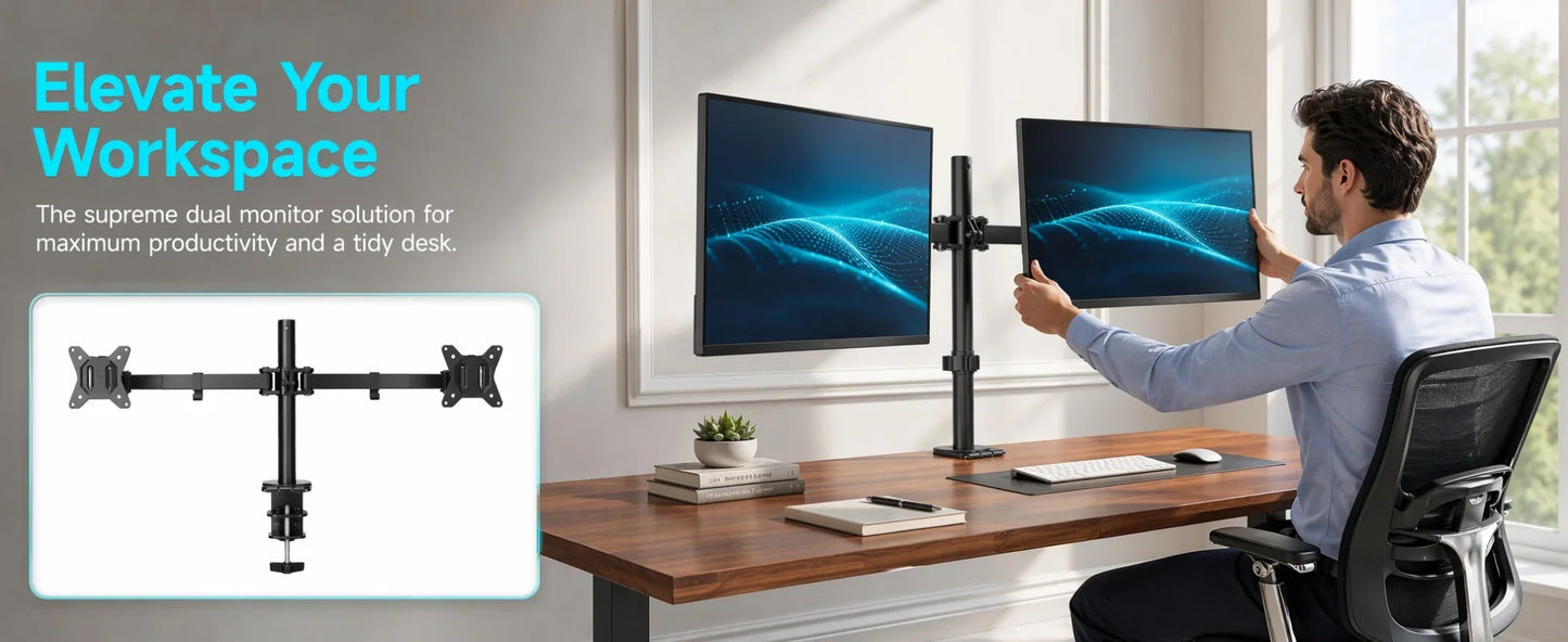 Heavy-Duty Dual Monitor Stand for Two Screens