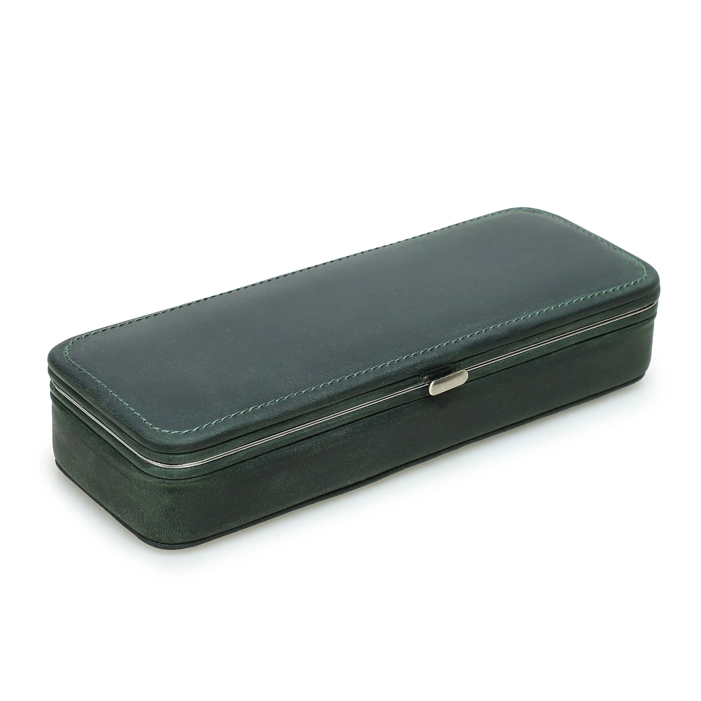 Leather Pen Holder with Three Compartments in Vintage Design