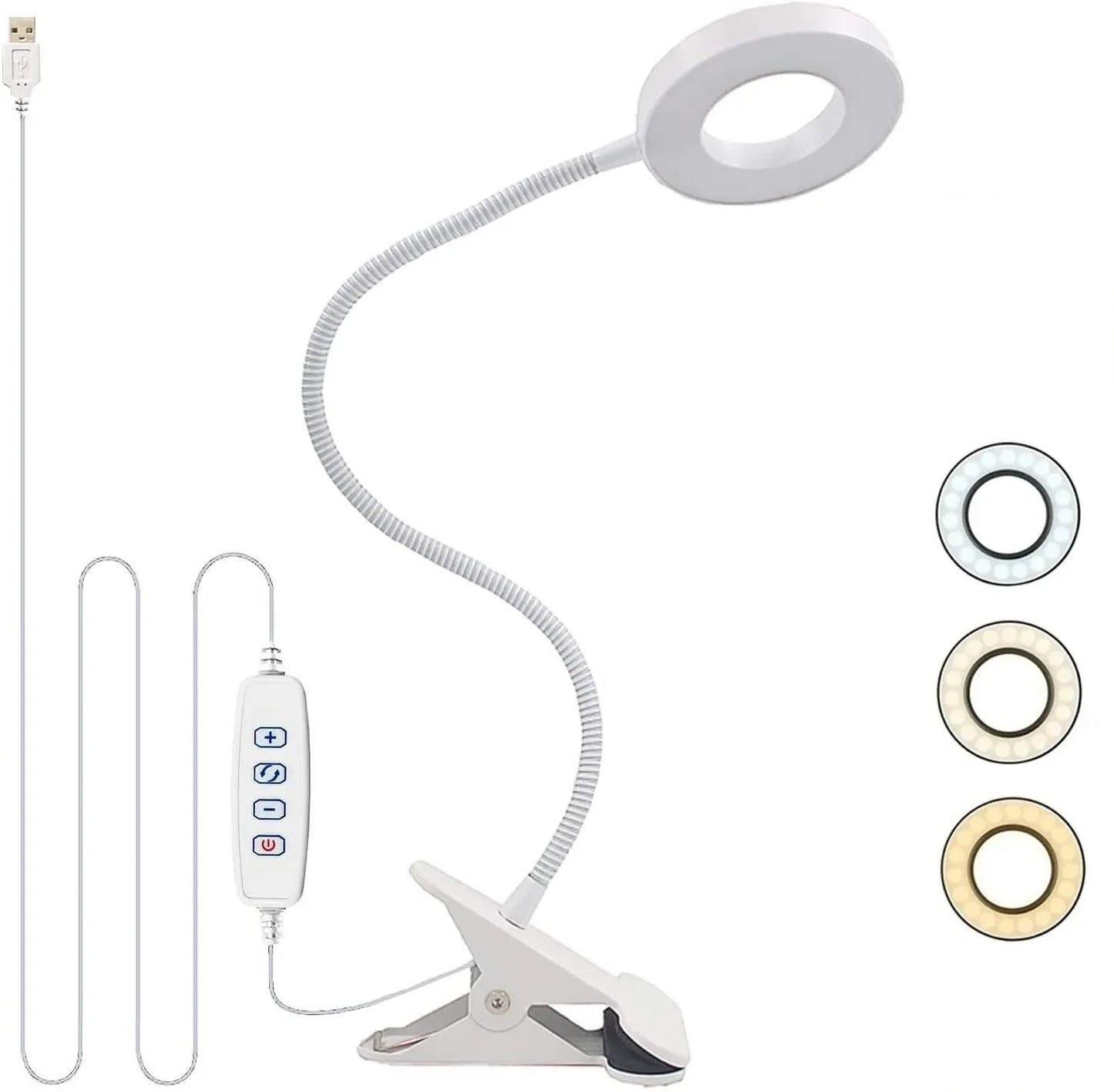 Desk Lamp with LED Light and Ring Clamp Attachment