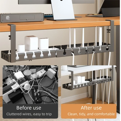 Adjustable Cable Organizer Tray for Under-Desk Use