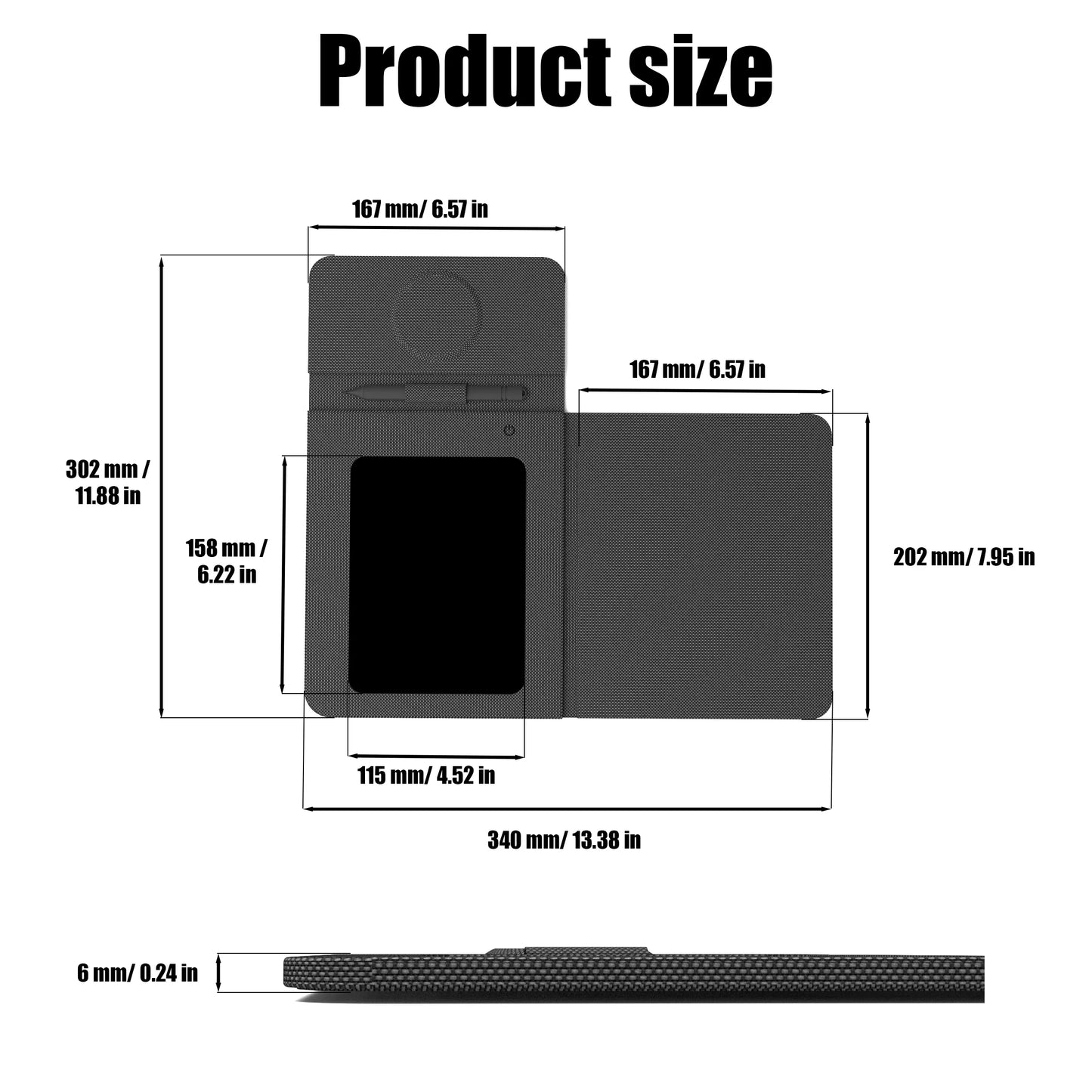 Writing Tablet and Foldable Mouse Pad with Charging Feature