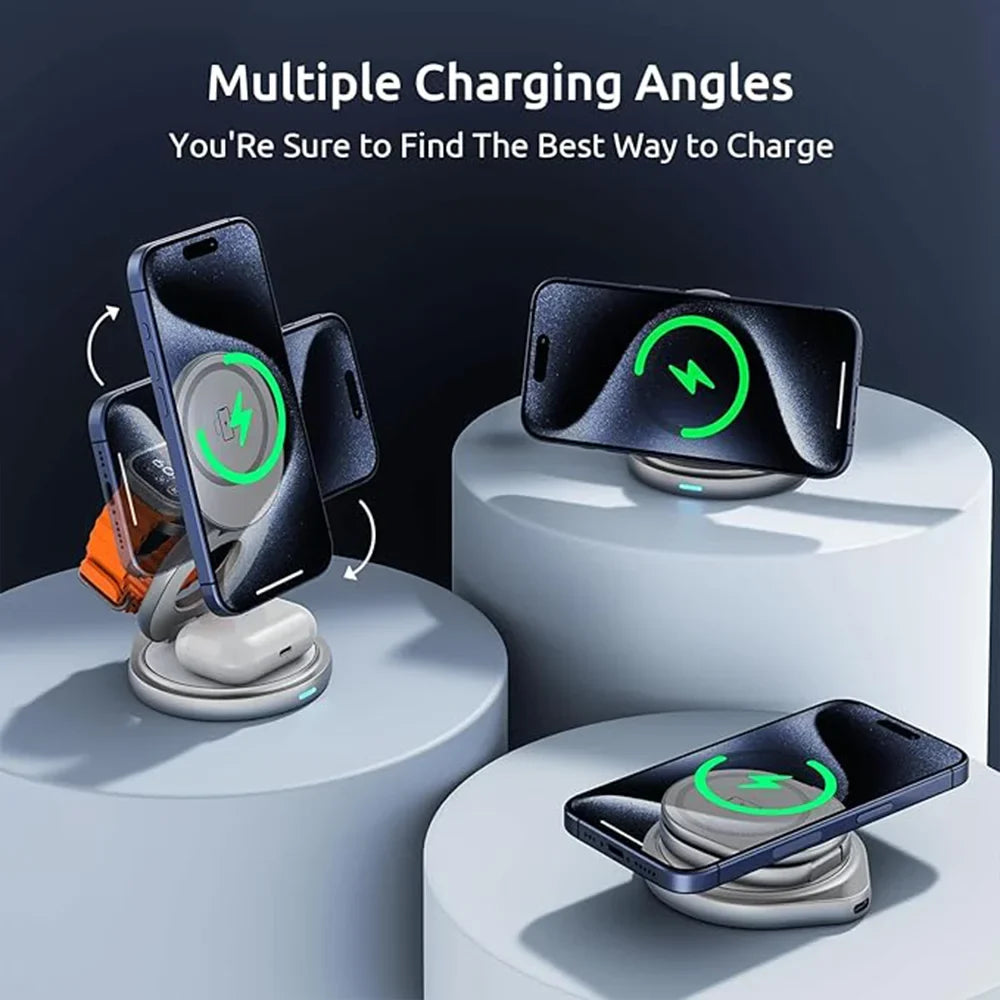 Magnetic Charging Stand with 3-in-1 Rotating Features