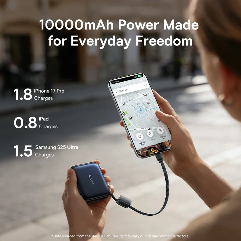 Compact Portable Charger with Integrated Cable