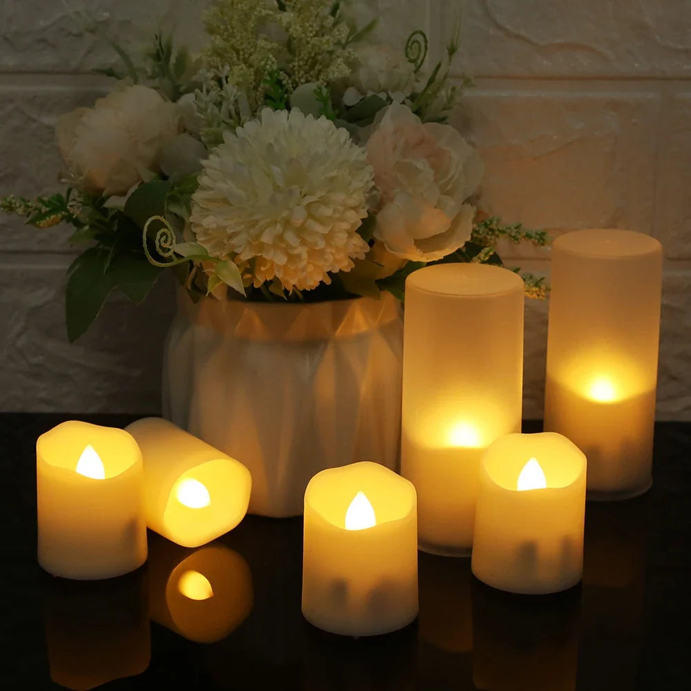 Set of 6 Rechargeable LED Candles with Timer Function