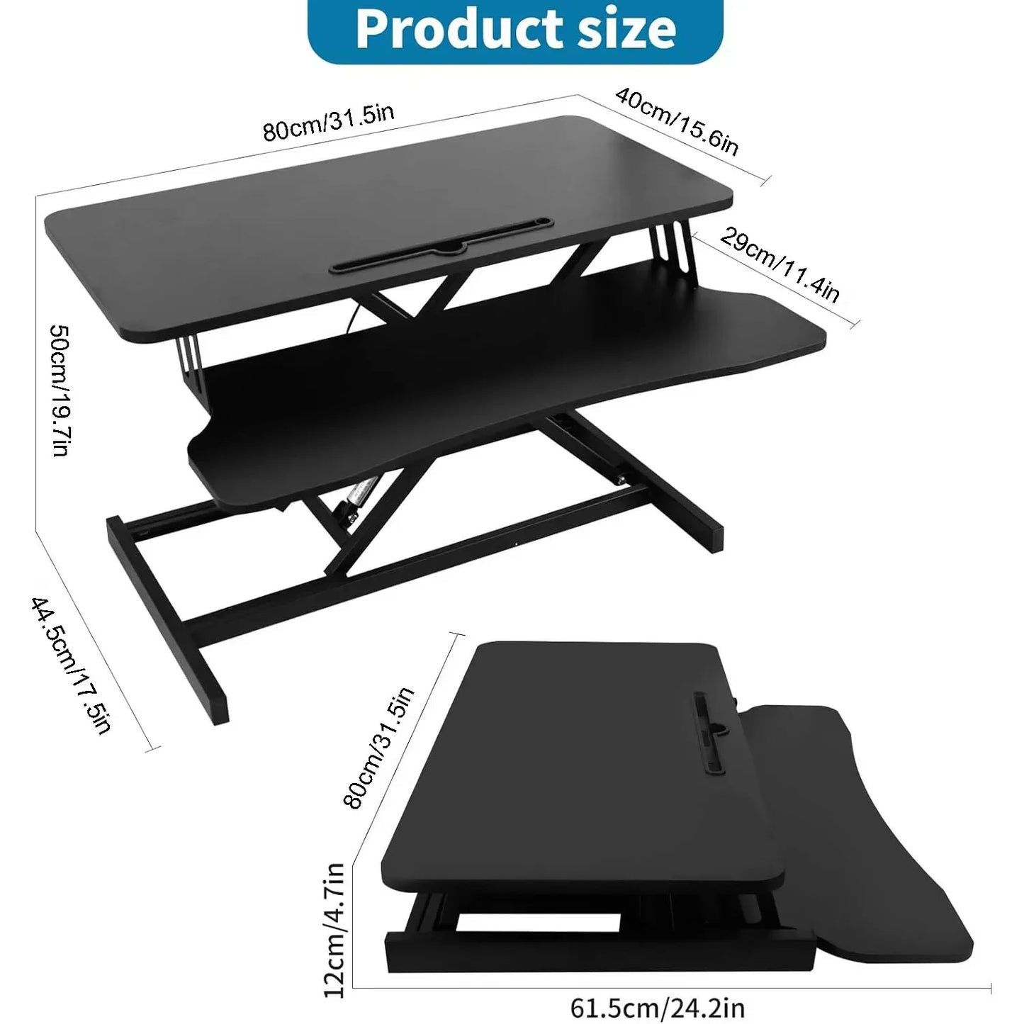 Desk Converter with Keyboard Shelf – Height Adjustable Workstation