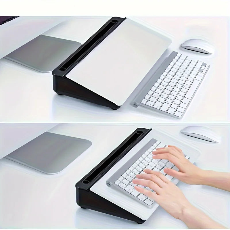 Whiteboard with Storage on Glass Desk
