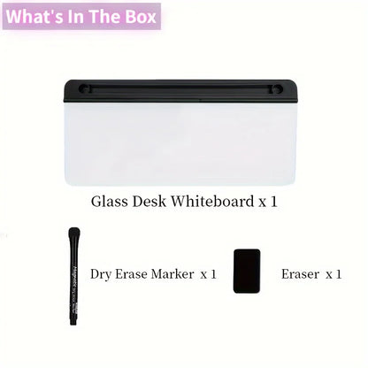 Whiteboard with Storage on Glass Desk