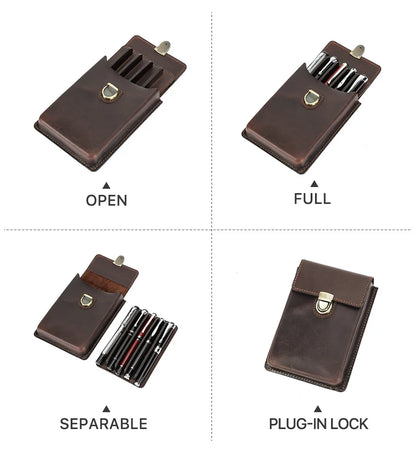 Leather Pen Holder – Handcrafted Cowhide Design