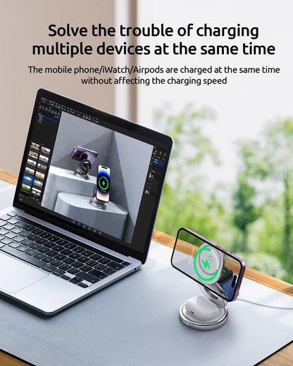 Magnetic Charging Stand with 3-in-1 Rotating Features