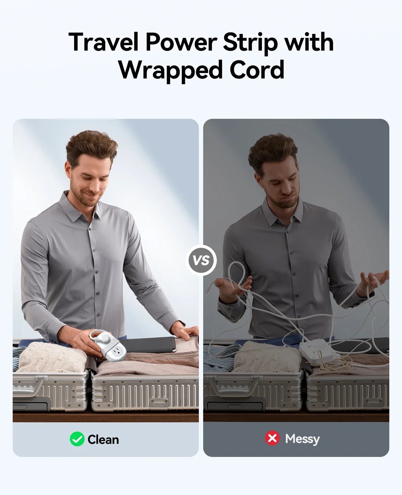 Travel-Friendly Power Strip with Cord Organization